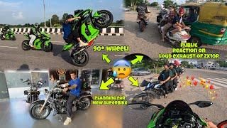 90 * wheeli on my zx10r  || loud Exhaust  Public Reaction || Street Race 