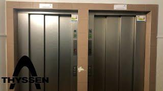 High-Rise Thyssen Traction Elevators (built 1967 - by: ?) w/New motors hoists @ Reims, France