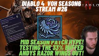 Diablo 4  Season6 - MID SEASON HYPE! Testing out the buffed Andys Razorwings build!