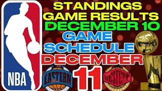 NBA TEAM STANDINGS | NBA GAME RESULTS DECEMBER 10,2024 | NBA GAME SCHEDULE DECEMBER 11,2024