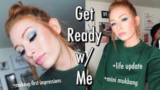 A Chatty GRWM/Makeup Tutorial of First Impressions with a Mukbang & Life Update ALL IN ONE :D