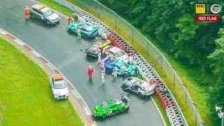 Nürburgring MEGA CRASH & RAIN CHAOS! NLS Race 4 - ROWE 6 Hour Race 2024