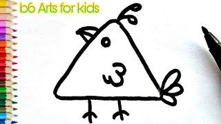 How to draw hen from triangle shape | b6 Arts for kids