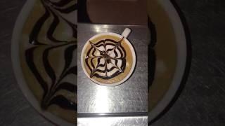 how to make a chocolate sauce design #coffee #tea #latteart #barista #chai #shorts