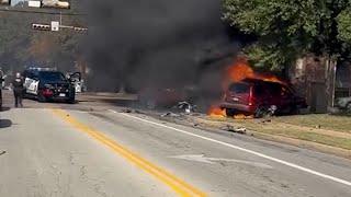 Police chase ends in fiery crash in Arlington, Texas