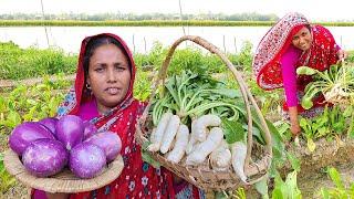 Winter Special Village Food বাগানের তাজা মুলা বেগুন দিয়ে মাছের ঝোল রান্না Fresh Radish Fish Curry