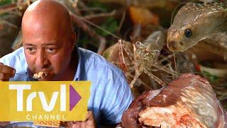 Top 5 Most Bizarre RAW Meals | Bizarre Foods with Andrew Zimmern | Travel Channel