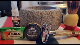 RazoRock German 37 Slant razor with Chiseled Face Summer Storm