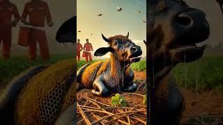 Cow saved from attack by thousands of bees #cow #animals #humanity