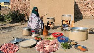 today cooking routine gosht masala recipe , sweet rice  , matar pualo , aloo goshat village life