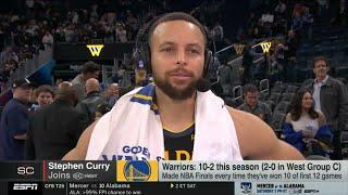 Stephen Curry tells ESPN SC on Warriors improves to 10-2 with 123-118 win over Grizzlies