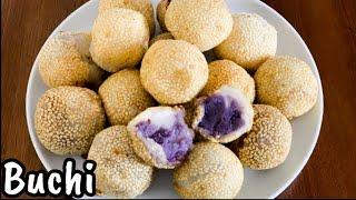 BUCHI WITH SWEET POTATO FILLING | PINOY KAKANIN | GLUTINOUS RICE RECIPE | SESAME BALLS