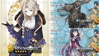 NEW UPDATE!! RHINEDOTTIR: THE GOLD, CAPITANO, COLUMBINA, DURIN & DRAGONSPINE EVENT! - Genshin Impact