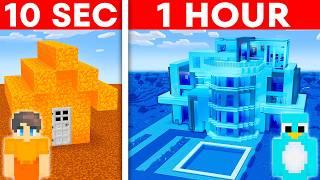 10 Seconds vs 1 Hour -  ONE COLOR Build Challenge in Minecraft