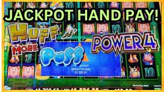  Jackpot Alert!  | 11 Bonuses (1 HAND PAY) Huff N More Puff Power 4 Slot Machine! 