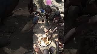 Hadzabe tribe bushmen trying rice for very first time