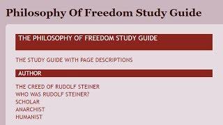 The Study Guide To The Philosophy Of Freedom
