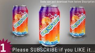How to make Product packaging design in photoshop soda can mockup