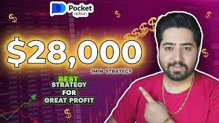 Great Strategy For Binaryoptions  $28,000 with 1m strategy Live trade #pocketoption #binaryoptions