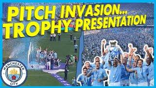 MANCHESTER CITY - PITCH INVASION & PREMIER LEAGUE TROPHY PRESENTATION 2023/24