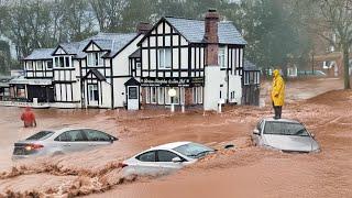 Mass Evacuation in England! Severe Flooding in Manchester, Homes and Cars Swept Underwater