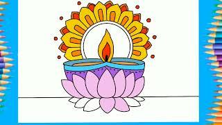 Drawing and Coloring Diwali Deepawali art