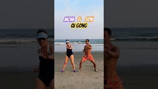 Mom & Son Beach Qigong #qigongexercises #taichi #fitness