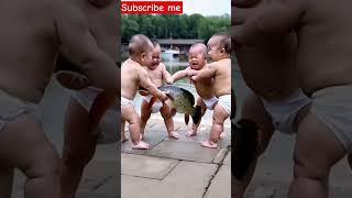 Baby catching fish #trendingshorts #nicevideo #fish