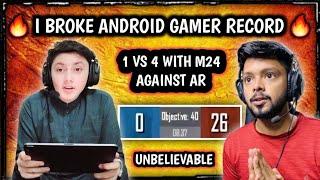 I BROKE ANDROID GAMER RECORD  0 - 25 CHALLENGE | 1 VS 4 M24 | PUBG MOBILE