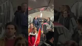 Zionist pro-#Israel man attacks  pro-#Palestine demonstrator inside Charing Cross station in #London