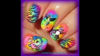 Lisa Frank Nail Art Stamping using Maniology Plate M283 & Neon Nail Powders