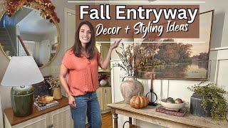 Small Entryway Fall Decor + Styling Ideas | Autumn Decorate with me 