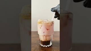 Strawberry milk + coffee #asmr #asmrsounds #shorts #shortsvideo #cooking #food