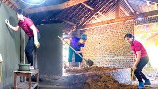 Help Lonely Old Lady Repair House - Build a Bed With Bricks and Cement, Plastering House Walls