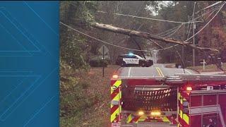 Kennesaw Police say road is closed after tree falls, takes multiple