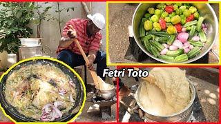 This is How Traditional FETRI TOTO is cooked !! Oilless Okro stew Recipe in Ghana, West Africa