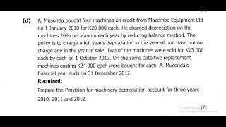 ECZ Accounts Past Paper 2 2016.Q2 D and C. Provision for depreciation