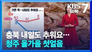 [날씨] 충북 내일도 추워요…청주 올가을 첫얼음 / KBS  2024.11.18.