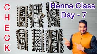 Henna Classes Day - 7 । How To Draw /  check Mehndi design । basic mehndi￼ । Raj Mehandi Designer