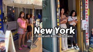 Market Of Sweethearts Queens NY Roosevelt Avenue New York Red Light - NYC Walking Tour 4k