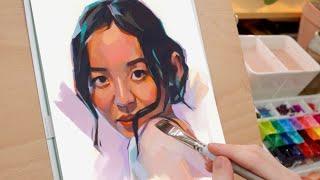 Portrait Painting Process in Gouache