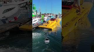 Volume up for Laa Laa! Fountain Race Boat off the dock at the Solent 80