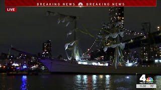 Large sailboat hits bottom of the Brooklyn Bridge with 277 people onboard: Officials | NBC New York