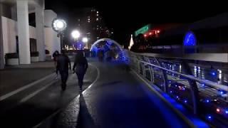 Walking on New Pedestrian Bridge to Performing Arts Center - Long Beach