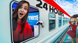 24 HOURS in TRAIN || We built a GAMING room 