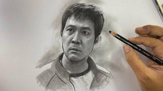 Lee Jung-jae Squid Game 2 Portrait Drawing With CONTE Pencil