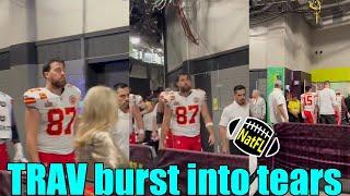 Travis Kelce bursts into tears as he enters locker room after Chiefs lose Super Bowl