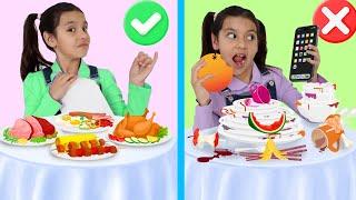 Ellie Eva & Charlotte Learn Good Manners at Lunch and Dinner! ️