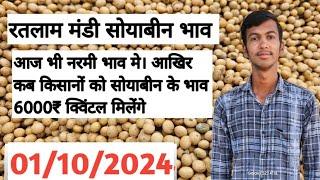 सोयाबीन भाव रतलाम मंडी 01 October 2024 2024#ratlammandibhav #ratlammandi #kisanputra #soyabeanrate