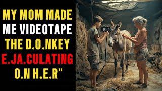 I was scared when my mom made me videotape doing this to the donkey .....| A TRUE  STORY